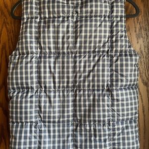 Womens plaid puffer vest with snaps